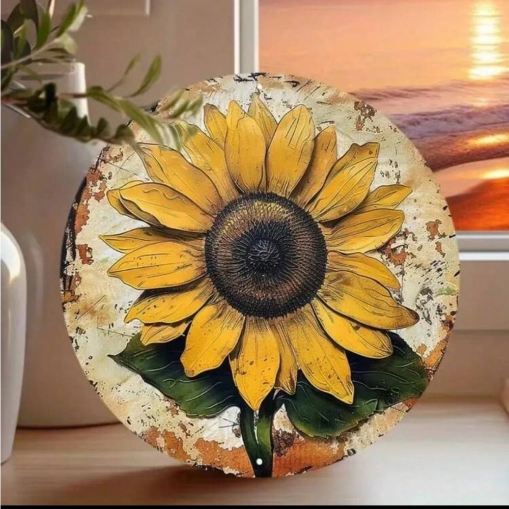Vintage Sunflower Metal Wall Art 🌻 NEW 🏷️